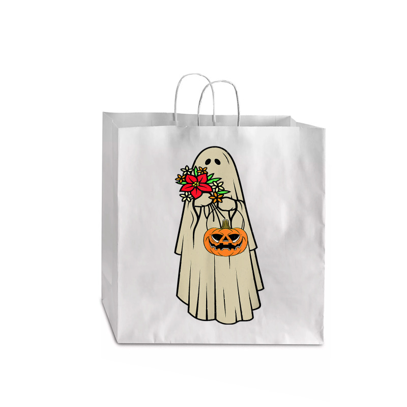 Retro Vintage Groovy Pumpkin Halloween Colors Flower Ghost T Shirt Jumbo Paper Bag - 18 X 7 X 18 3/4 | Artistshot