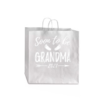 Womens Soon To Be Grandma Est.2021 Pregnancy Announcement T Shirt Jumbo Paper Bag - 18 X 7 X 18 3/4 | Artistshot