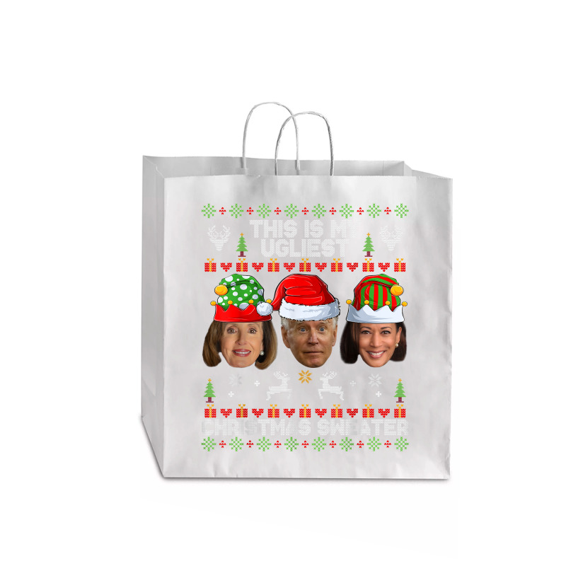 This Is My Ugliest Christmas Sweater Funny Joe Biden Kamala T Shirt Jumbo Paper Bag - 18 X 7 X 18 3/4 | Artistshot