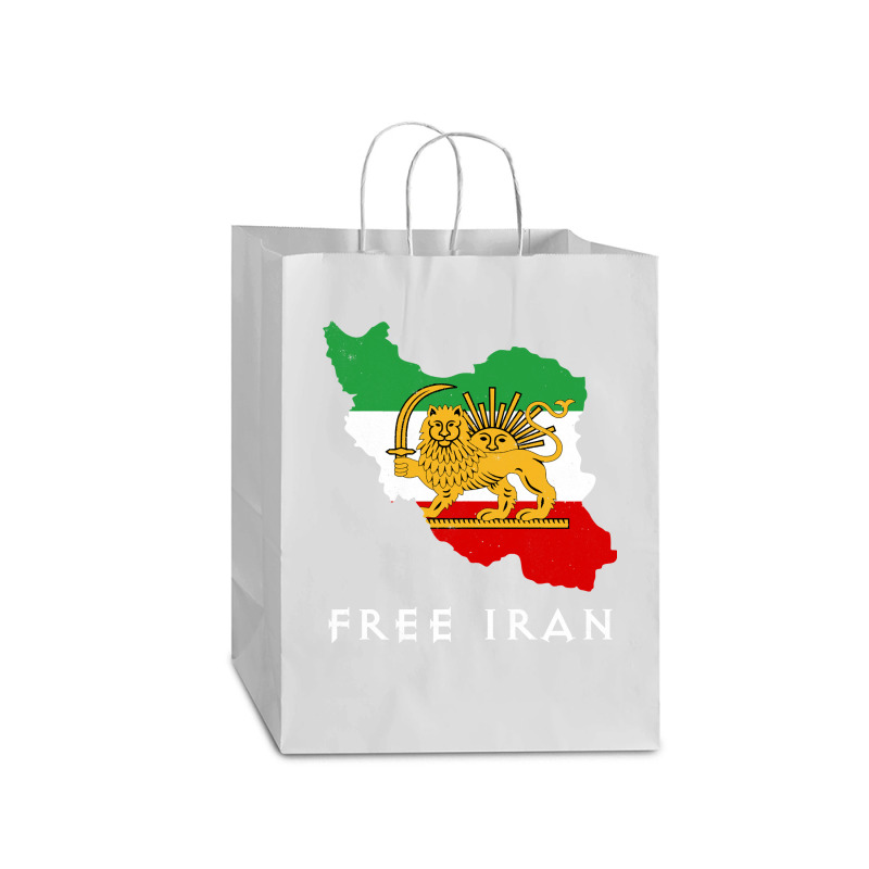 Iran Flag Map Lion Sun Sword Free Iran Support Women Of Iran Long Slee Mart Paper Bag -13 X 7 X 17 | Artistshot