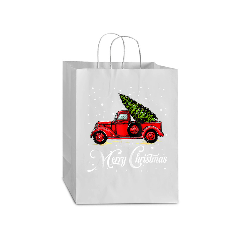 Merry Christmas Truck Red With Tree Xmas Pajama Funny Gifts Tank Top Mart Paper Bag -13 X 7 X 17 | Artistshot