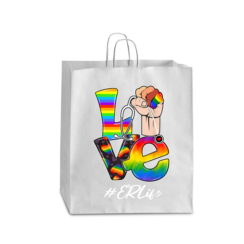 Love Er Life Nurse Lgbt Gay Pride Rainbow Flag Nursing Queen Paper Bag - 16 X 6 X 19 1/4 | Artistshot