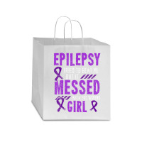 Epilepsy Warrior Day Epileptic Girl Purple Survivor Advocate Star Paper Bag - 13 X 7 X 13 | Artistshot