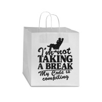 I'm Not Taking A Break My Code Is Compiling Coder Programmer Star Paper Bag - 13 X 7 X 13 | Artistshot