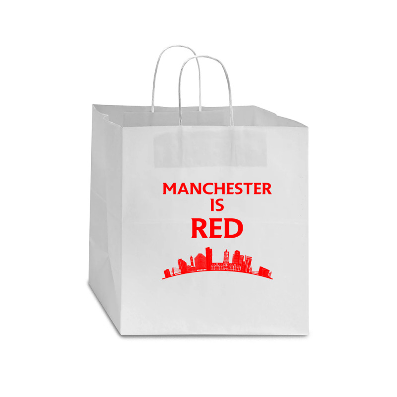 Manchester Is Red United Star Paper Bag - 13 X 7 X 13 | Artistshot