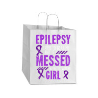 Epilepsy Warrior Day Epileptic Girl Purple Survivor Advocate Take Out Paper Bag - 14 X 10 X 15 1/2 | Artistshot