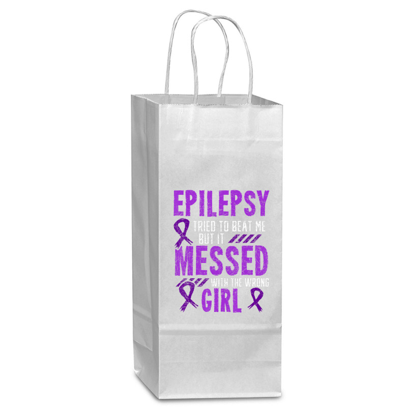 Epilepsy Warrior Day Epileptic Girl Purple Survivor Advocate Wine Paper Bag - 5 1/2 X 3 1/4 X 13 | Artistshot