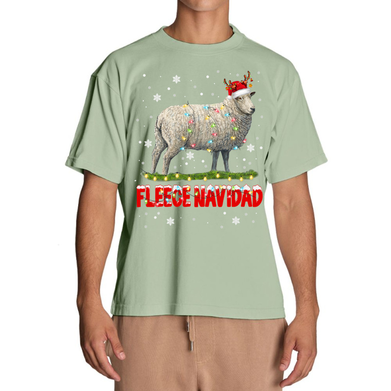 Sheep Fleece Navidad Funny Xmas Lights Santa Reindeer Sheep Farmer 287 Urban Heavy T-shirt | Artistshot