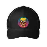 Vintage Sugar Skull Hand Illustration Calavera Mesh Cap | Artistshot