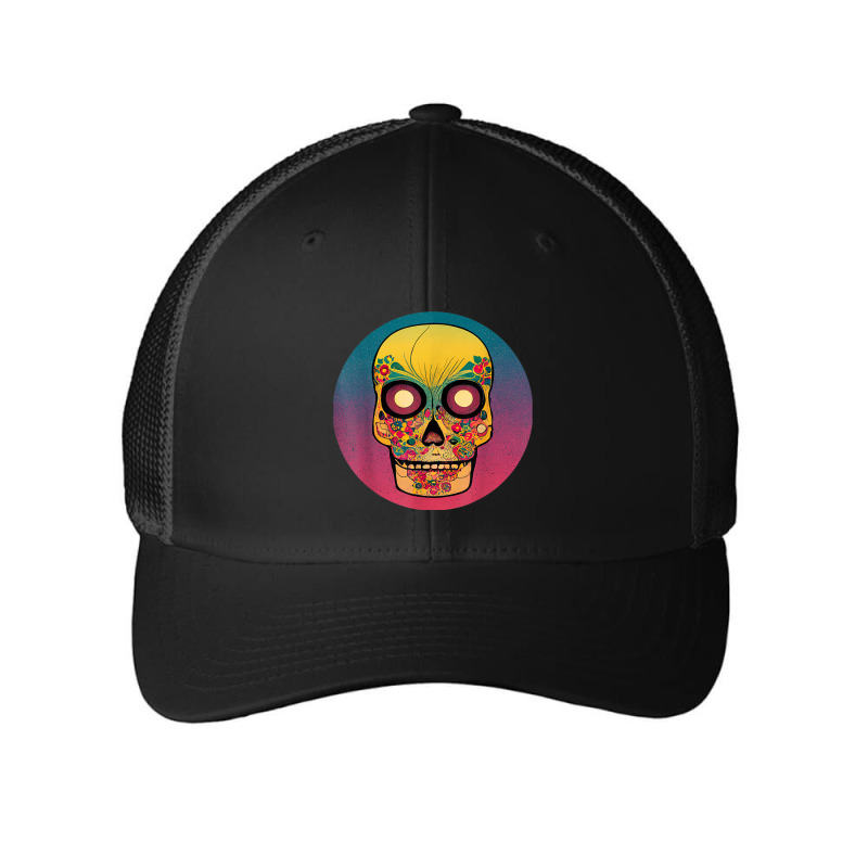 Vintage Sugar Skull Hand Illustration Calavera Mesh cap by Silk | Artistshot