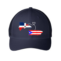 Half Puerto Rican Half Dominican Flag Map Combined Pr Rd Mesh Cap | Artistshot