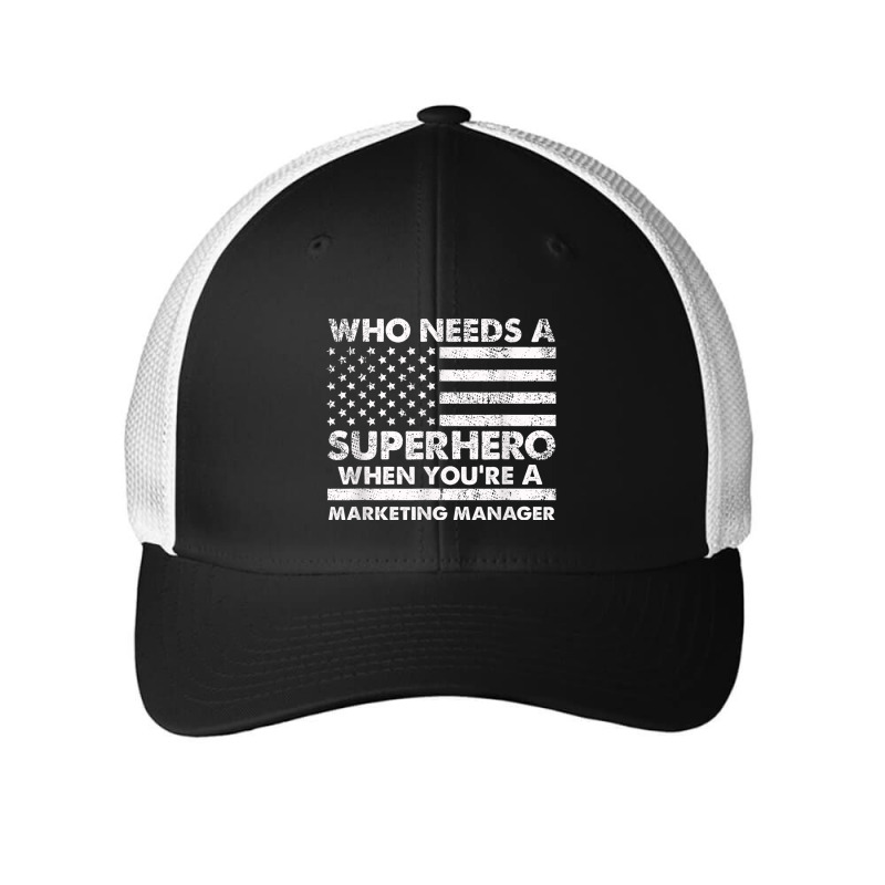 Funny Marketing Manager Superhero Vintage For Men Dad Mesh cap by Bewitch | Artistshot