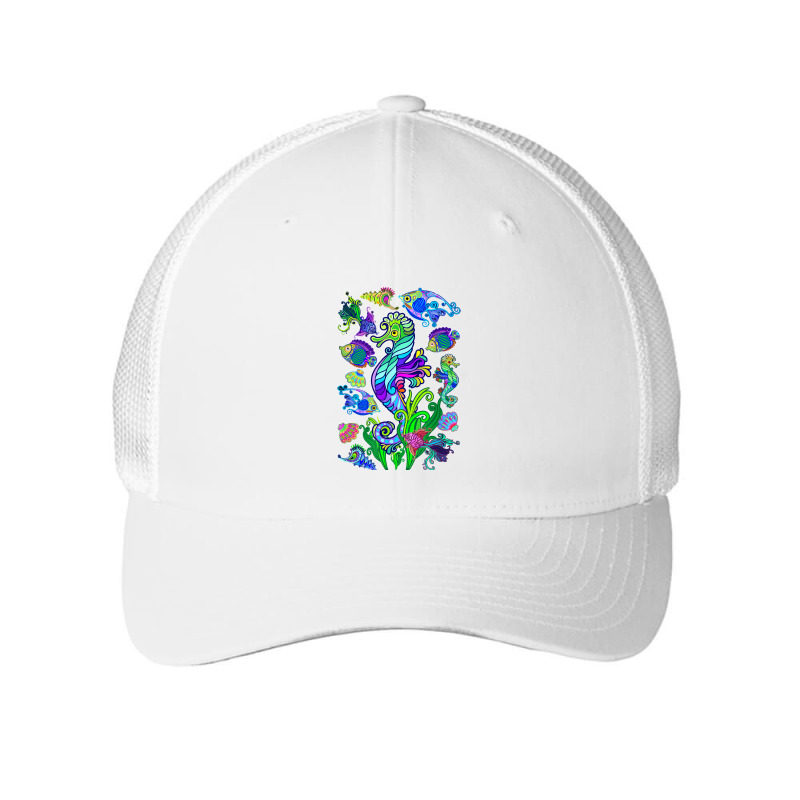 Marine Biologist Ocean Life Drawing Seahorse Mesh Cap | Artistshot