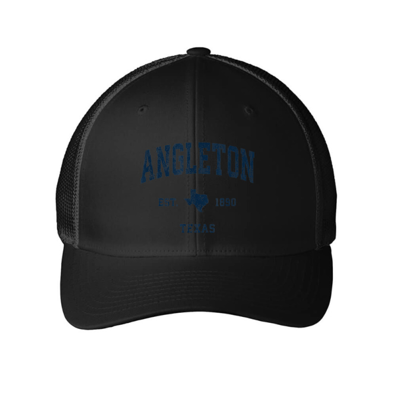 Angleton Texas Tx Vintage Athletic Navy Sports Design Mesh cap by Carnations | Artistshot