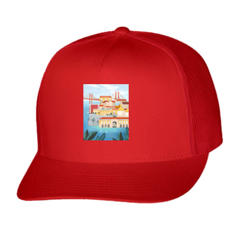 Portugal, Lisbon Trucker Cap by Crowley Tidwell | Artistshot