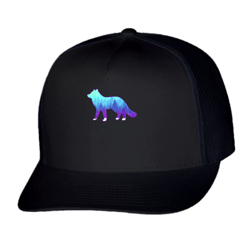 Arctic Fox Design With Landscape   Animal Print Arctic Fox T Shirt Trucker Cap by cm-arts | Artistshot