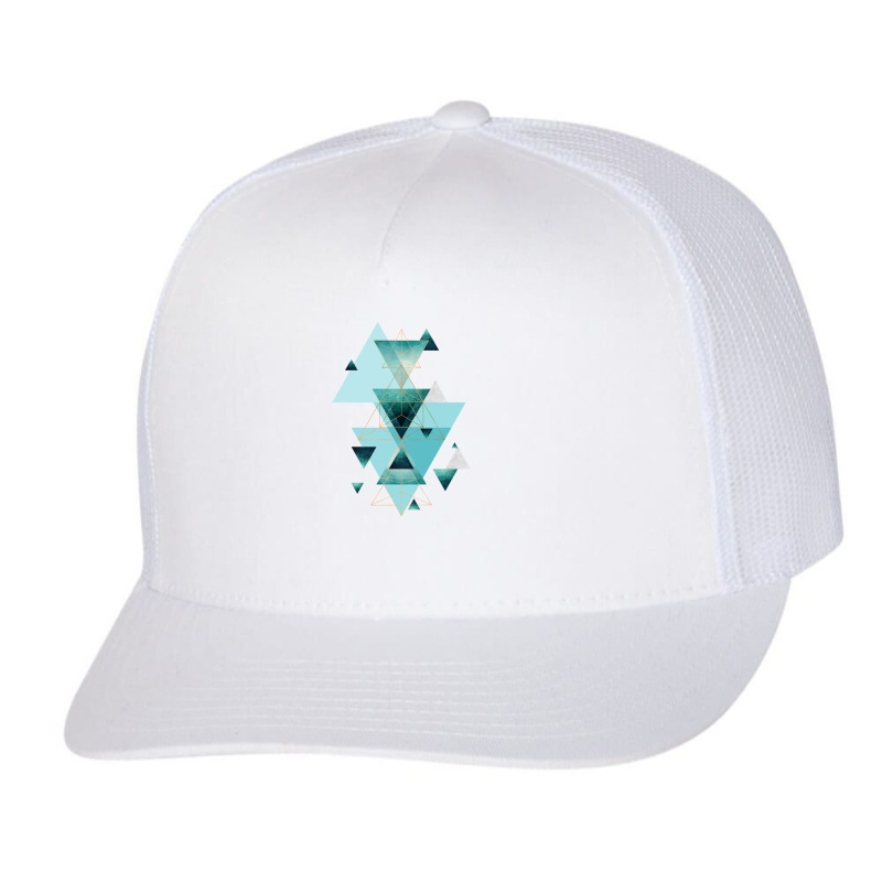 Geometric Triangle Compilation In Teal.png Trucker Cap | Artistshot