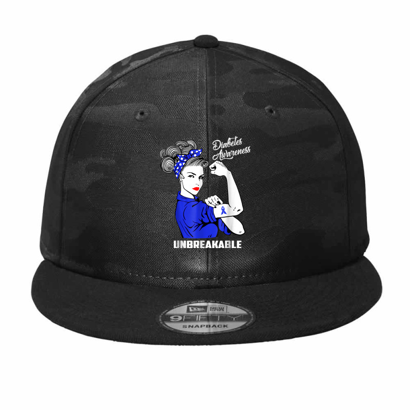 Warrior Unbreakable Woman Diabetes Awareness Support T Shirt Camo Snapback | Artistshot