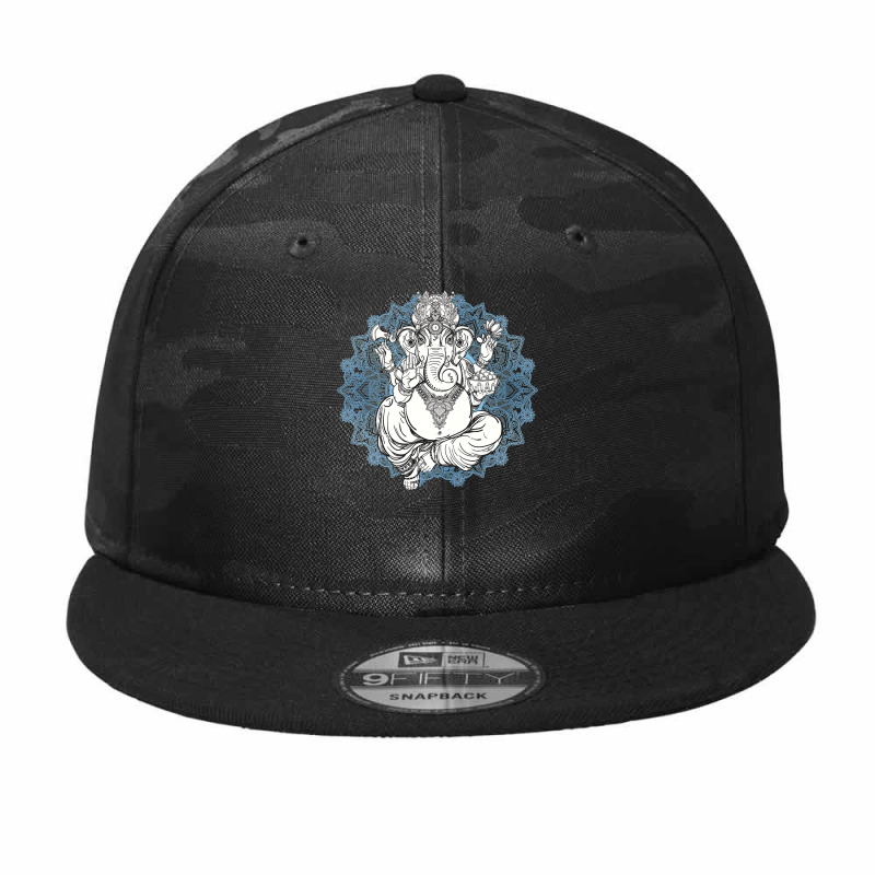 Hindu Elephant God Ganesha Tshirt  Oriental India Henna Tee Camo Snapback | Artistshot