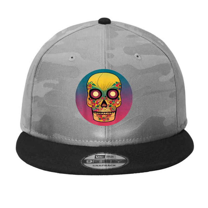 Vintage Sugar Skull Hand Illustration Calavera Camo Snapback by Silk | Artistshot