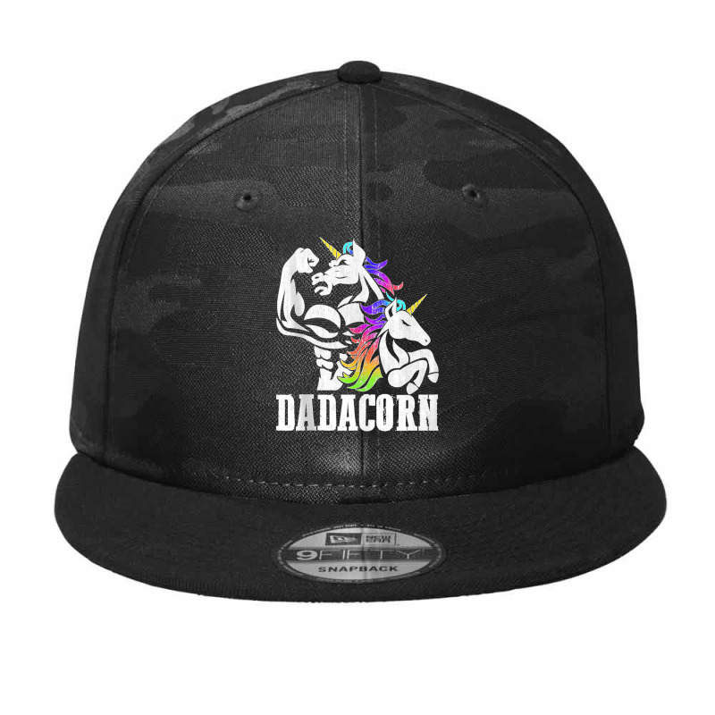 Manly Unicorn Muscle Dad And Daughter Dadacorn Fathers Day Tank Top Camo Snapback | Artistshot