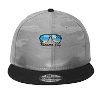 Panama City Beach Florida Palm Tree Sunglasses Souvenir Camo Snapback | Artistshot