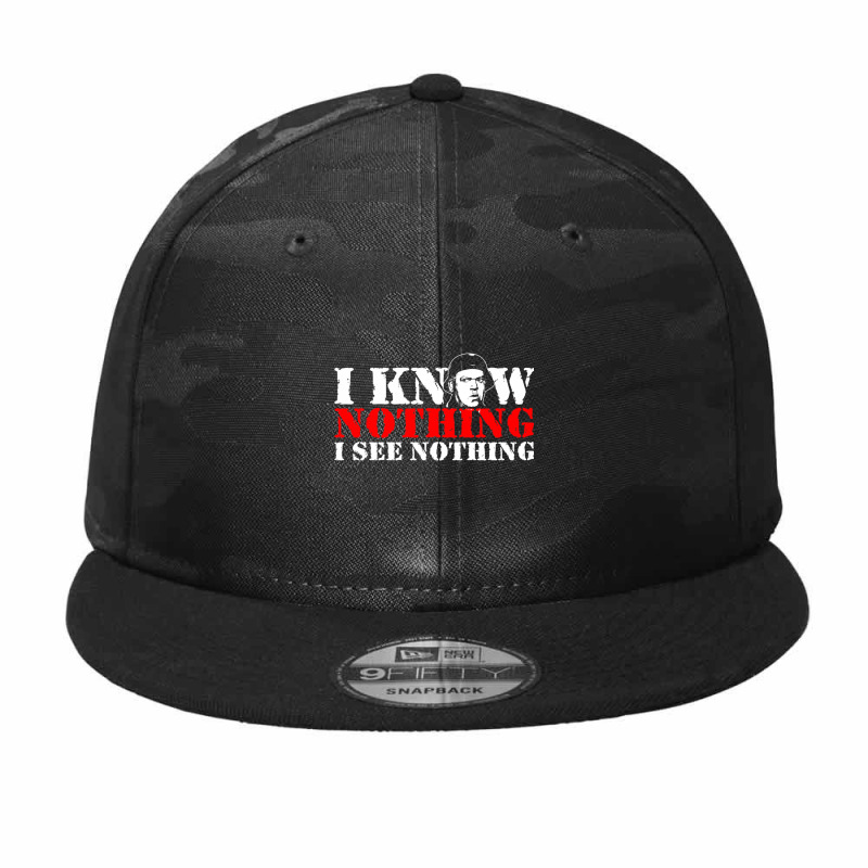 I Know Nothing Camo Snapback by cm-arts | Artistshot