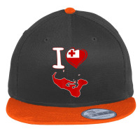 I Love Tonga. Tongan Flag In Shape Of A Heart. Country Map Flat Bill Snapback Cap | Artistshot