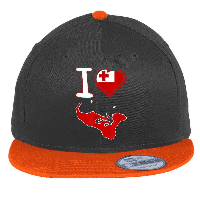 I Love Tonga. Tongan Flag In Shape Of A Heart. Country Map Flat Bill Snapback Cap by Market | Artistshot