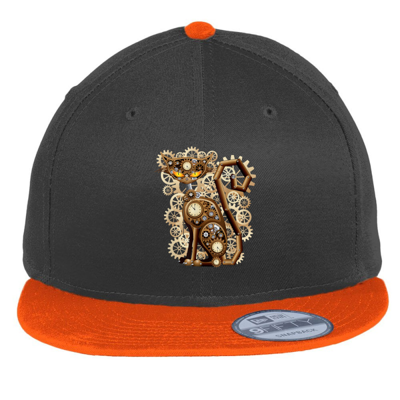 Steampunk Vintage Clockwork Cat T-shirt Flat Bill Snapback Cap by cm-arts | Artistshot