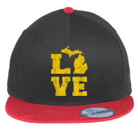 Michigan Love Mi Vintage Flat Bill Snapback Cap | Artistshot