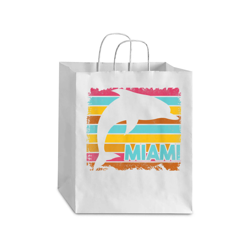 Miami Resident Vintage Dolphin Silhouette Souvenir Gift Debie Paper Bag - 10 X 5 X 13 | Artistshot