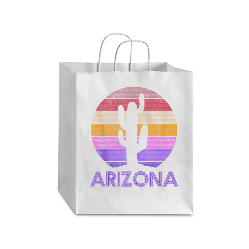 Arizona Vintage Retro Cactus Souvenir Debie Paper Bag - 10 X 5 X 13 | Artistshot