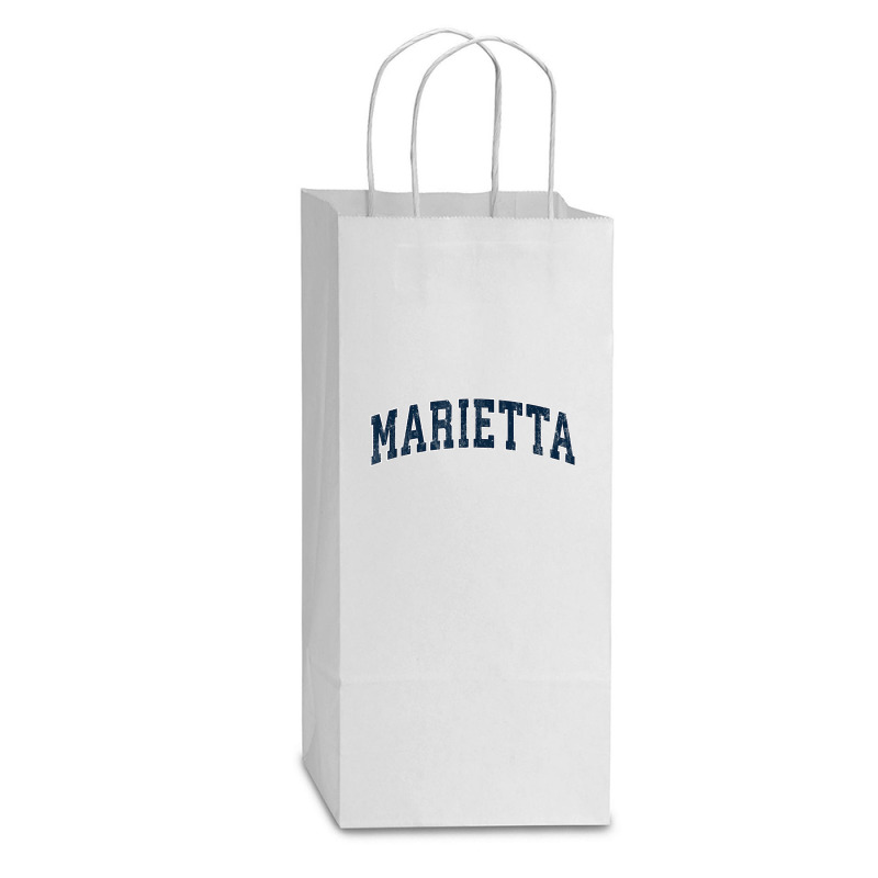 Marietta Georgia Ga Vintage Sports Design Navy Design Double Wine Paper Bag - 6 1/2 X 3 1/2 X 12 3/8 | Artistshot