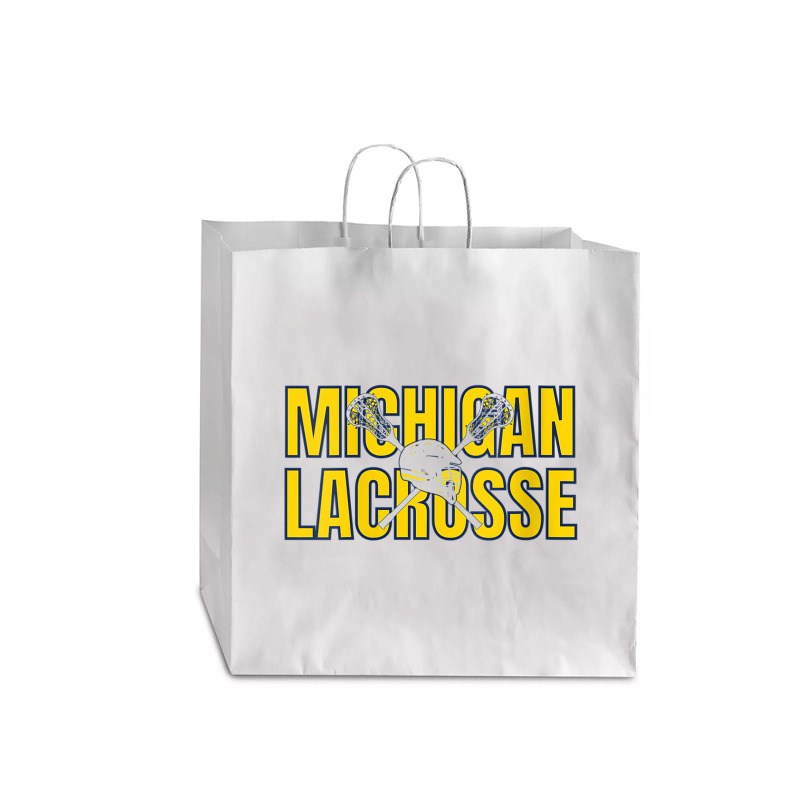 Womens Michigan Lacrosse Helmet Mi Lax The Wolverine State Gift V Neck Jumbo Paper Bag - 18 X 7 X 18 3/4 | Artistshot