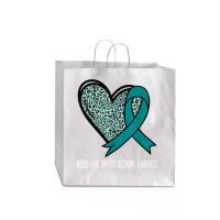 Leopard Heart Dissociative Identity Disorder Awareness Teal T Shirt Jumbo Paper Bag - 18 X 7 X 18 3/4 | Artistshot