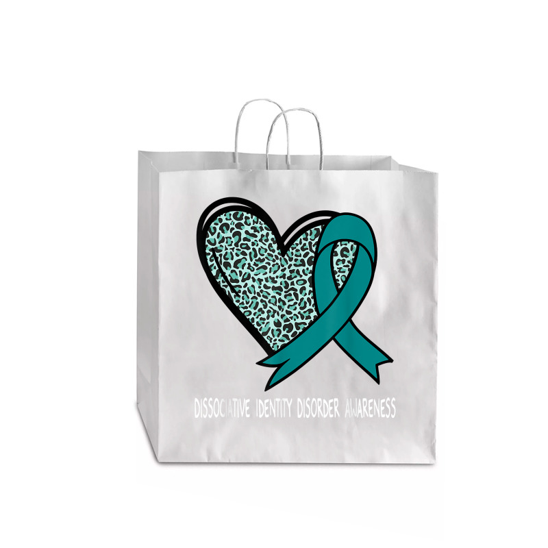 Leopard Heart Dissociative Identity Disorder Awareness Teal T Shirt Jumbo Paper Bag - 18 X 7 X 18 3/4 | Artistshot