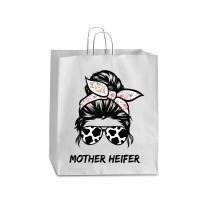 Mother Heifer Farmer Mom Cow Messy Bun Hair Bandana Cow T Shirt Queen Paper Bag - 16 X 6 X 19 1/4 | Artistshot