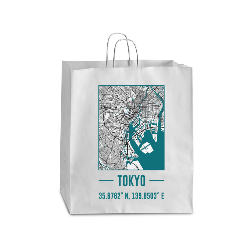 Tokyo Minimalist City Map, Tokyo Diy City Map Queen Paper Bag - 16 X 6 X 19 1/4 | Artistshot