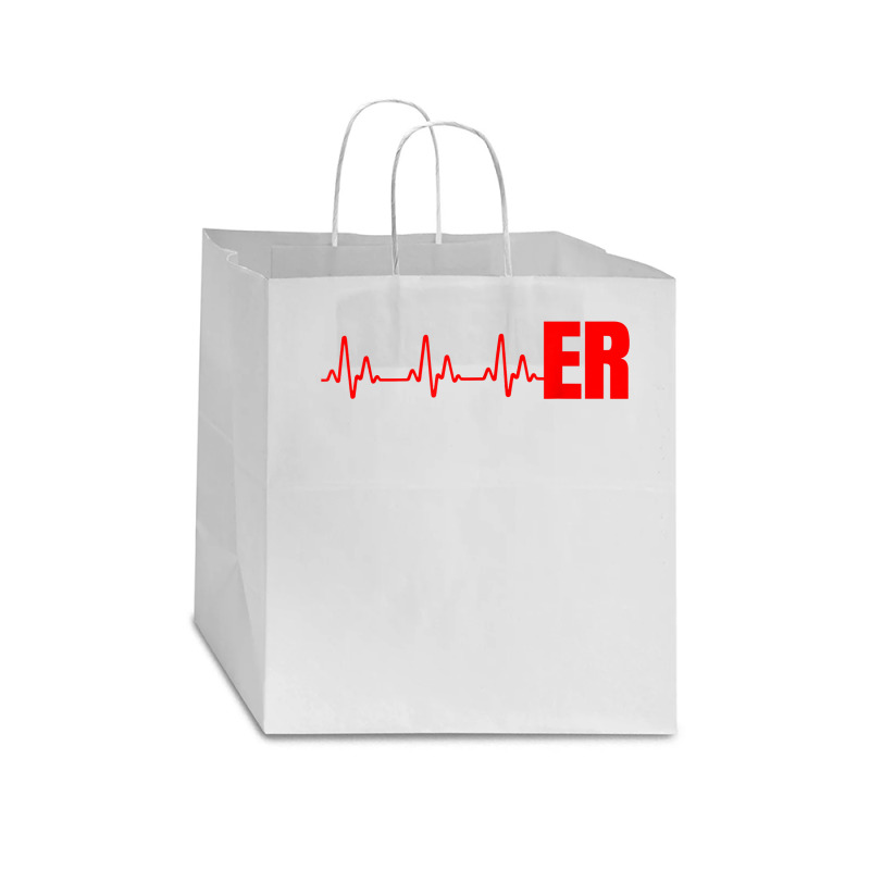 Emergency Medicine Emergency Room Nurse Er Heartbeat T Shirt Star Paper Bag - 13 X 7 X 13 | Artistshot