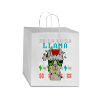 Fa La La La La Merry Christmas Funny Santa Llama Ugly T Shirt Star Paper Bag - 13 X 7 X 13 | Artistshot