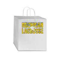 Womens Michigan Lacrosse Helmet Mi Lax The Wolverine State Gift V Neck Star Paper Bag - 13 X 7 X 13 | Artistshot