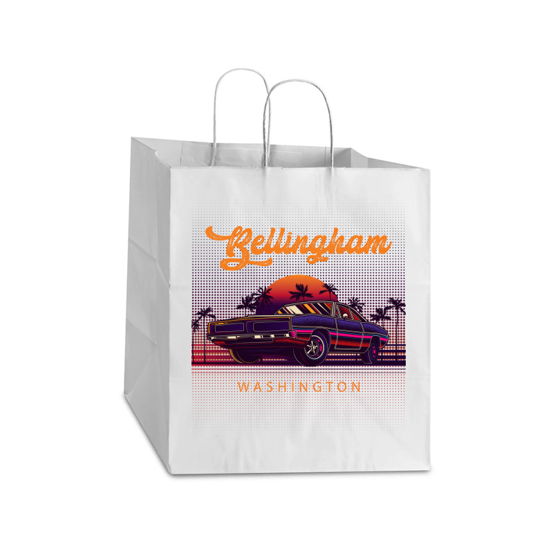 Bellingham Washington Retro Vintage 80s 90s Muscle Cars Retrowave Aest Take Out Paper Bag - 14 X 10 X 15 1/2 | Artistshot