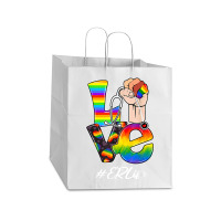 Love Er Life Nurse Lgbt Gay Pride Rainbow Flag Nursing Take Out Paper Bag - 14 X 10 X 15 1/2 | Artistshot