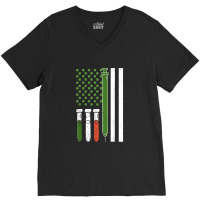 American Flag Irish Nurse Syringe Shamrock St Patricks Day V-neck Tee | Artistshot