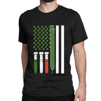 American Flag Irish Nurse Syringe Shamrock St Patricks Day Classic T-shirt | Artistshot