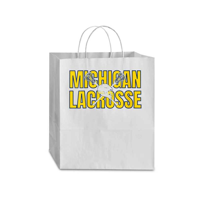 Womens Michigan Lacrosse Helmet Mi Lax The Wolverine State Gift V Neck Traveler Paper Bag -13 X 6 X 15 3/4 | Artistshot