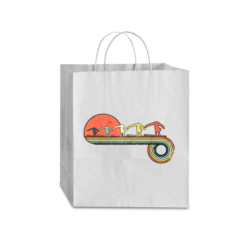 Gymnast Girl Exercise Retro Vintage Sunset Rainbow Color Traveler Paper Bag -13 X 6 X 15 3/4 | Artistshot