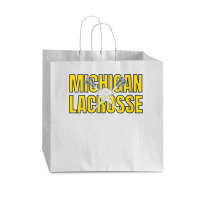 Womens Michigan Lacrosse Helmet Mi Lax The Wolverine State Gift V Neck Vogue Paper Bag - 16 X 6 X 12 | Artistshot