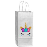 Womens Unicorn Face Halloween Costume Idea And Birthday Outfit Tank To Wine Paper Bag - 5 1/2 X 3 1/4 X 13 | Artistshot